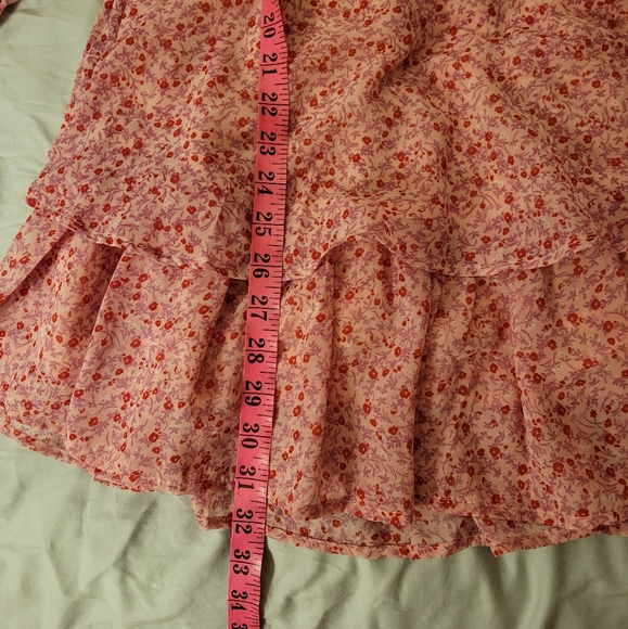 Pink summery floral dress with belt, size Small - Picture 4 of 6